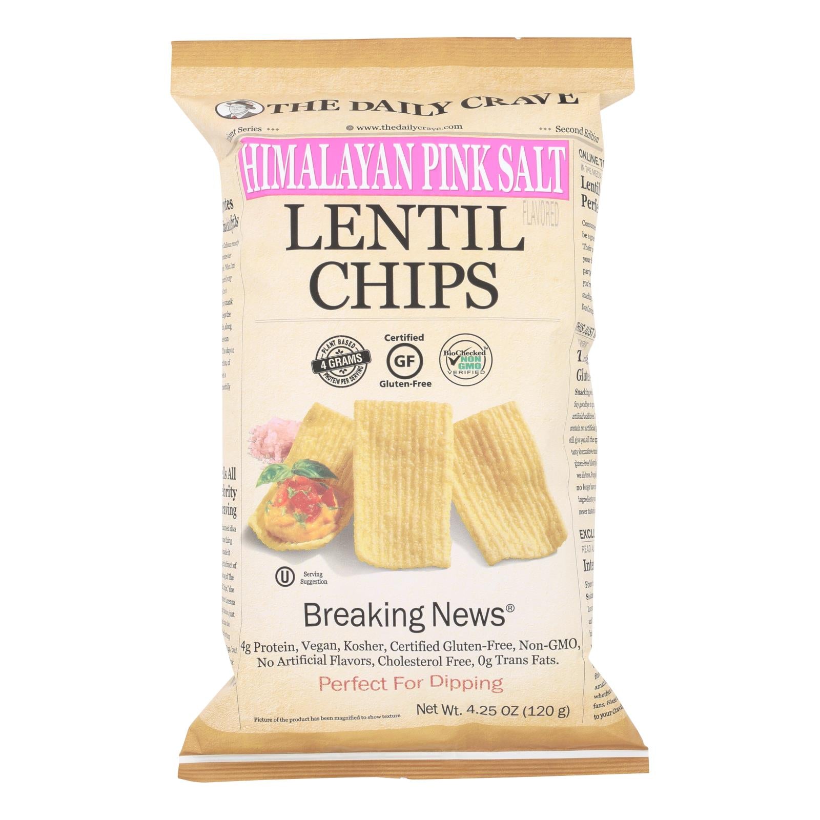 The Daily Crave - Lentil Chip Himln Pink Salt - Case Of 8 - 4.25 Oz - GreatEagleInc