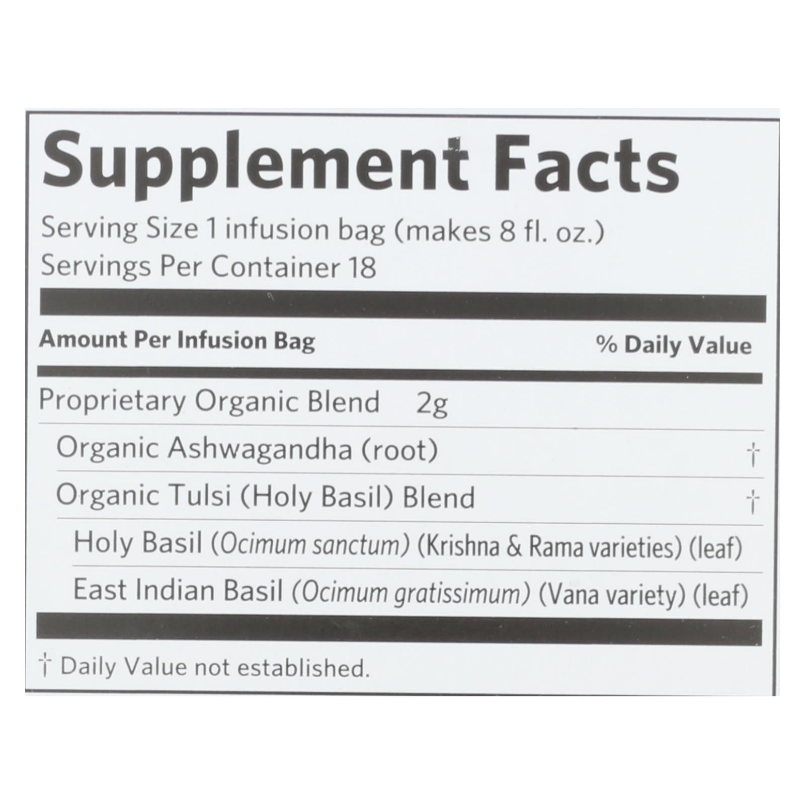 Organic India - Tulsi Ashwagandha - Case Of 6 - 18 Ct - GreatEagleInc