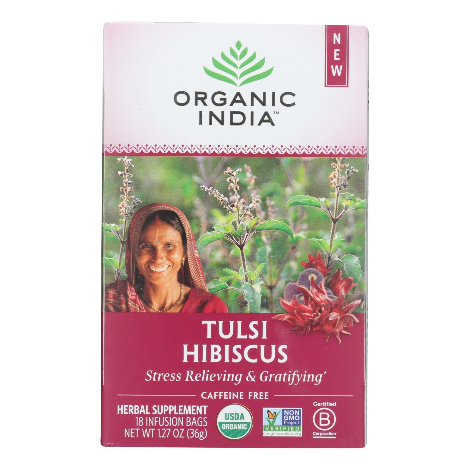 Organic India - Tulsi Hibiscus - Case Of 6 - 18 Ct - GreatEagleInc