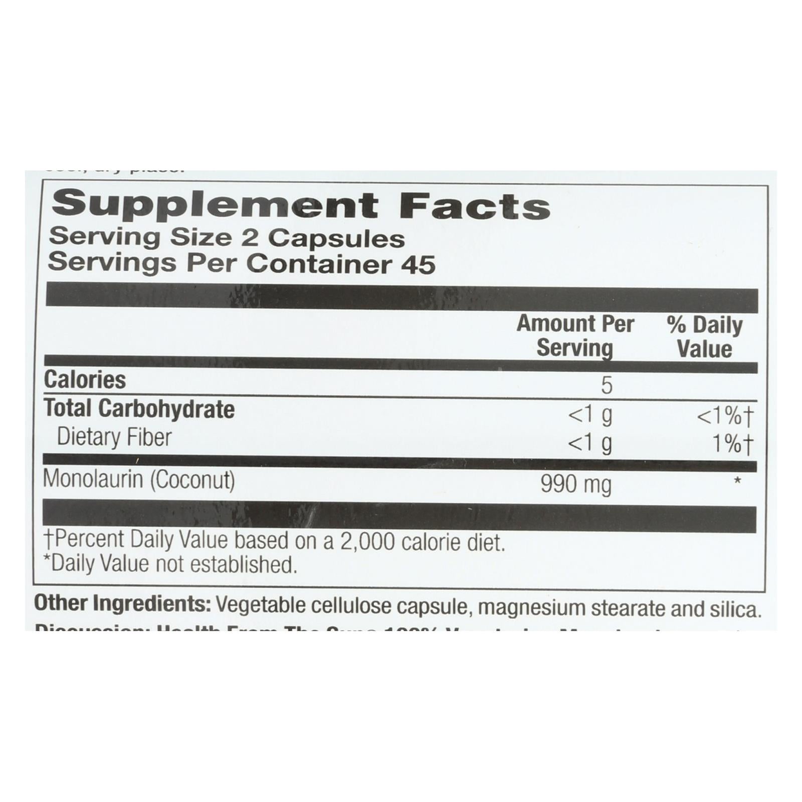 Health From The Sun Monolaurin  - 1 Each - 90 Vcap - GreatEagleInc