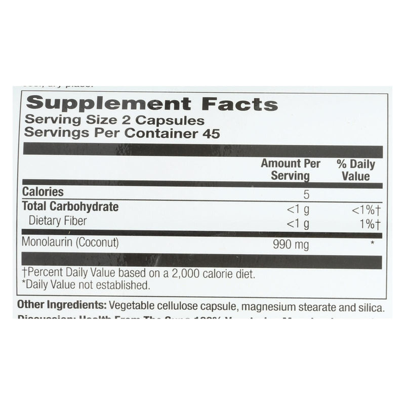 Health From The Sun Monolaurin  - 1 Each - 90 Vcap - GreatEagleInc