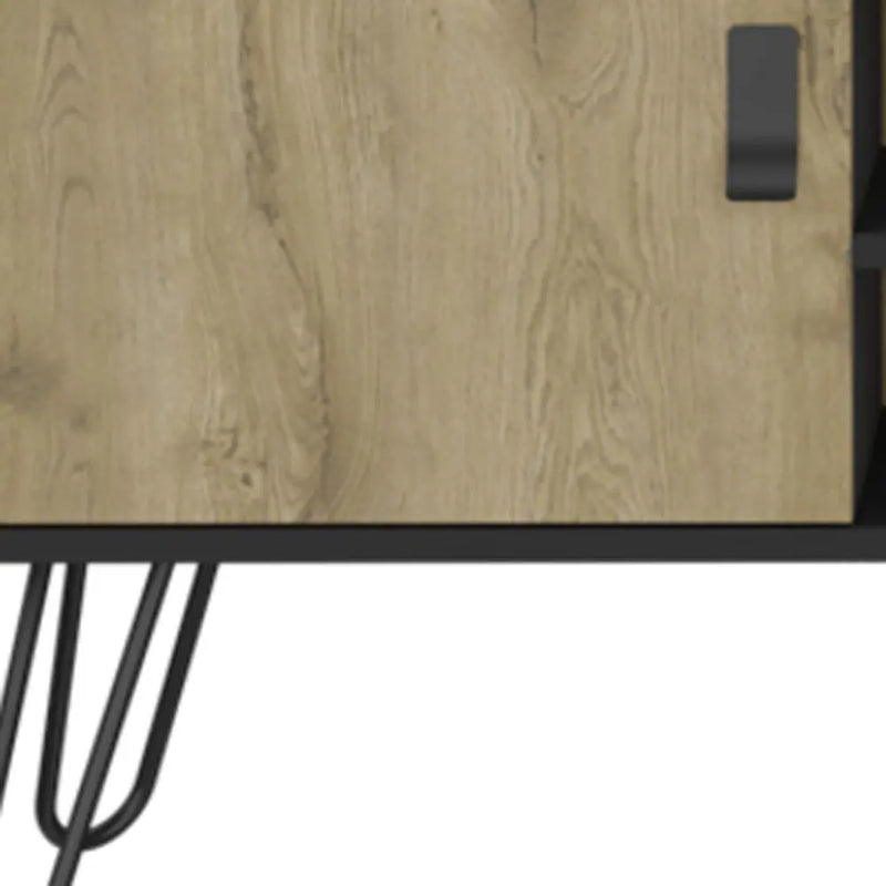 48" Beige and Black Cabinet Open And Enclosed Storage TV Stand Homeroots Living Room