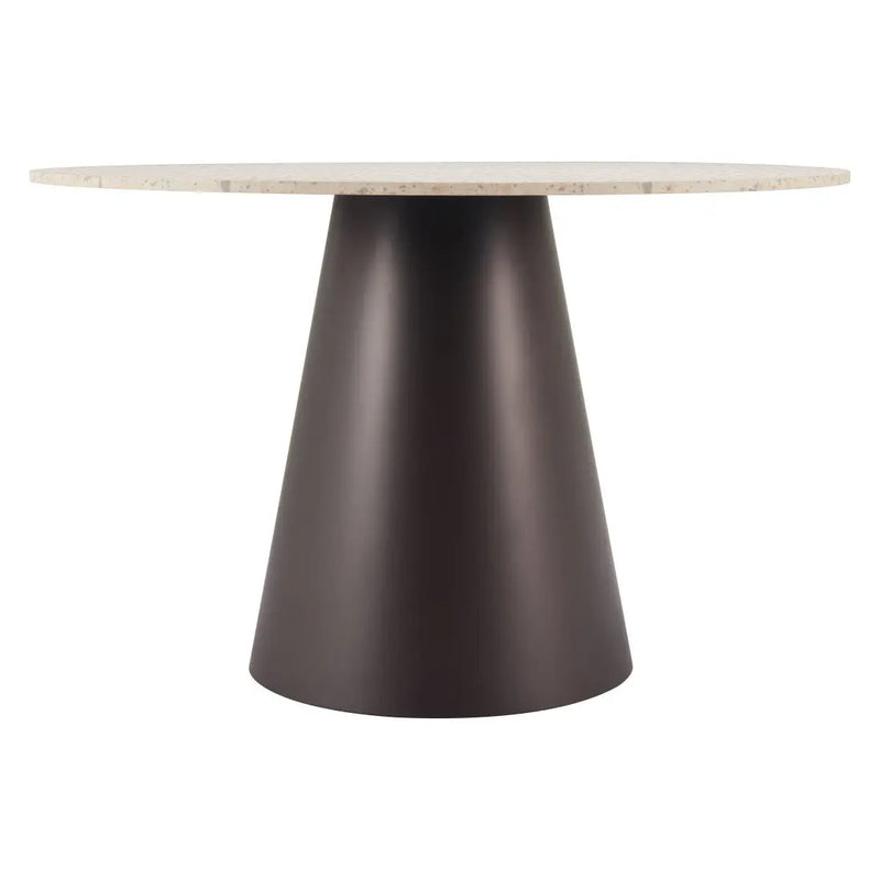 48" Beige and Black Wood and Steel Faux Terrazzo Round Top Dining Table Homeroots Kitchen & Dining