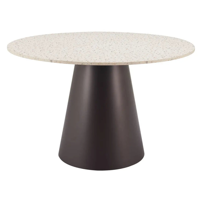 48" Beige and Black Wood and Steel Faux Terrazzo Round Top Dining Table Homeroots Kitchen & Dining