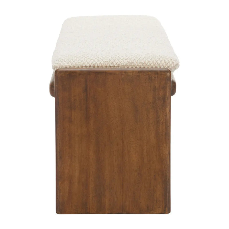 48" Beige and Brown Fabric and Solid Wood Upholstered Bench Homeroots Living Room