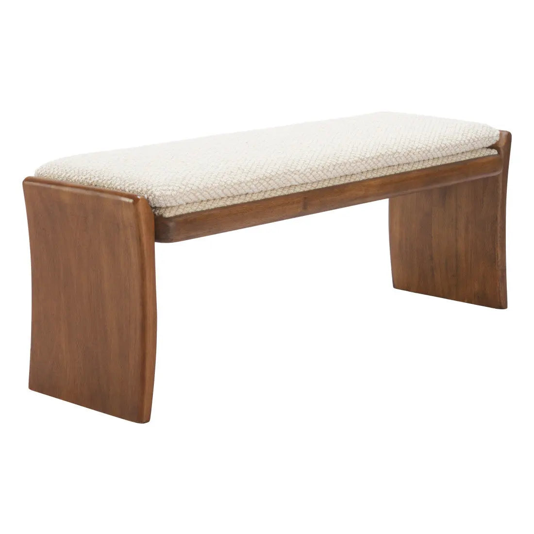 48" Beige and Brown Fabric and Solid Wood Upholstered Bench Homeroots Living Room