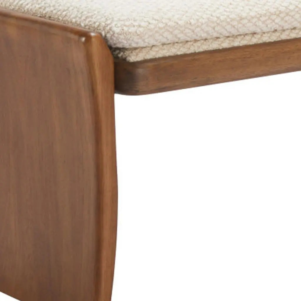 48" Beige and Brown Fabric and Solid Wood Upholstered Bench Homeroots Living Room