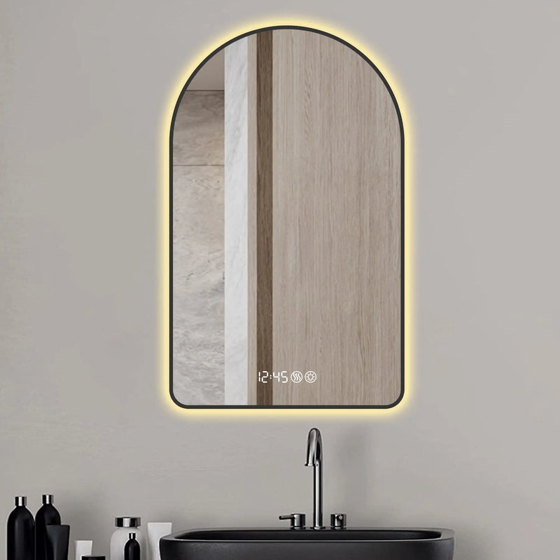 48" Black Aluminum Arch Lighted Framed Bathroom Vanity Mirror Homeroots Bed & Bath