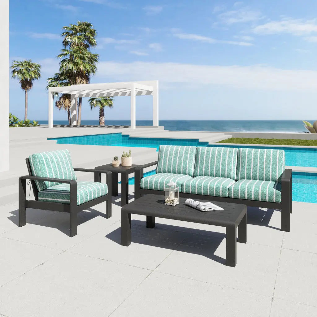 48" Black Aluminum Outdoor Coffee Table Homeroots Outdoor