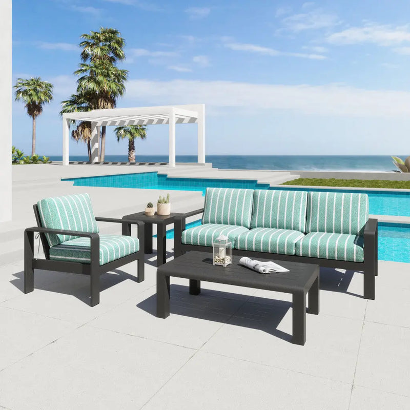 48" Black Aluminum Outdoor Coffee Table Homeroots Outdoor