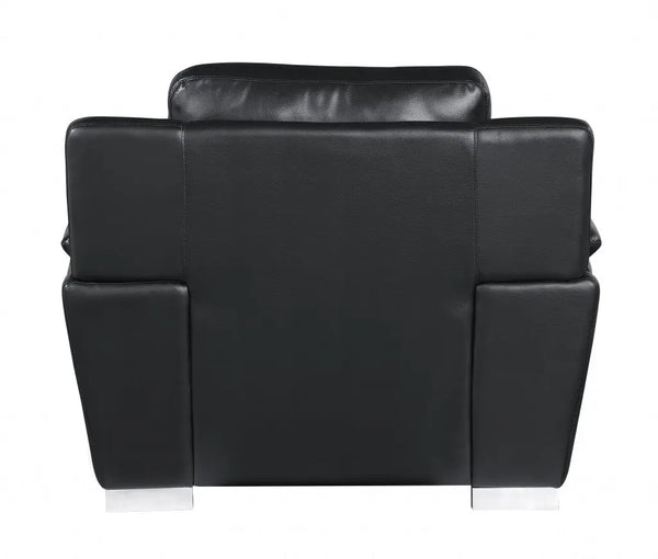 48" Black And Silver Leather Match Club Chair Homeroots Living Room