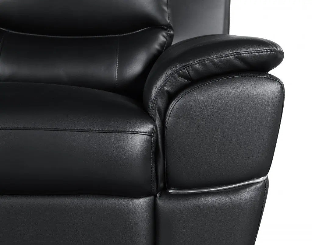 48" Black And Silver Leather Match Club Chair Homeroots Living Room
