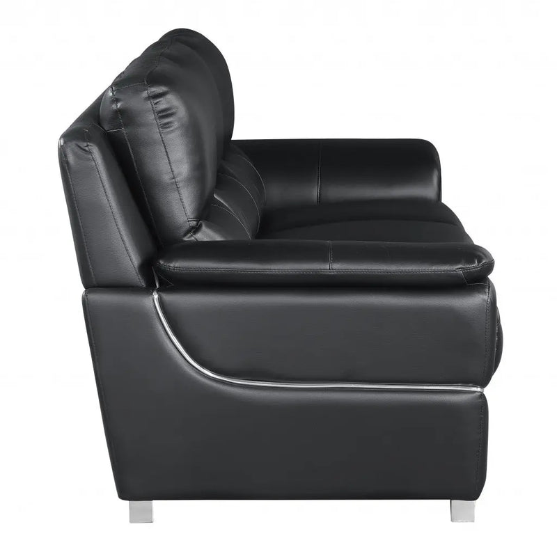 48" Black And Silver Leather Match Club Chair Homeroots Living Room