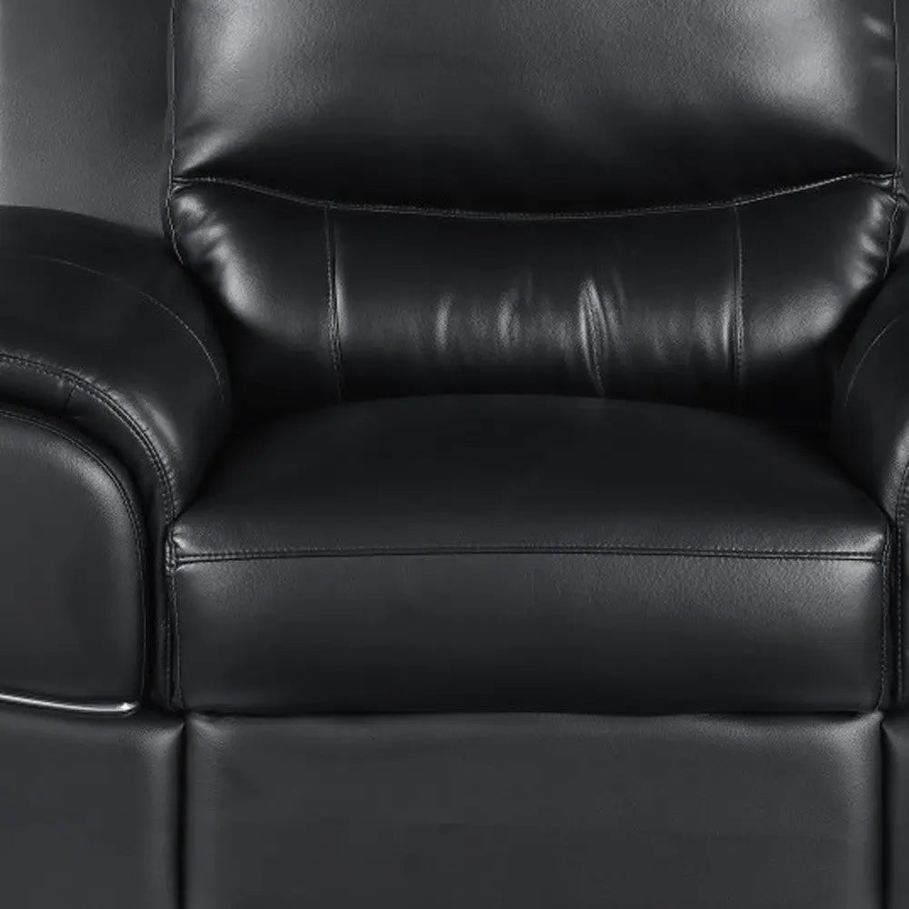 48" Black And Silver Leather Match Club Chair Homeroots Living Room