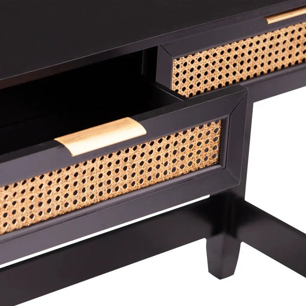 48" Black Console Table And Drawers Homeroots Living Room