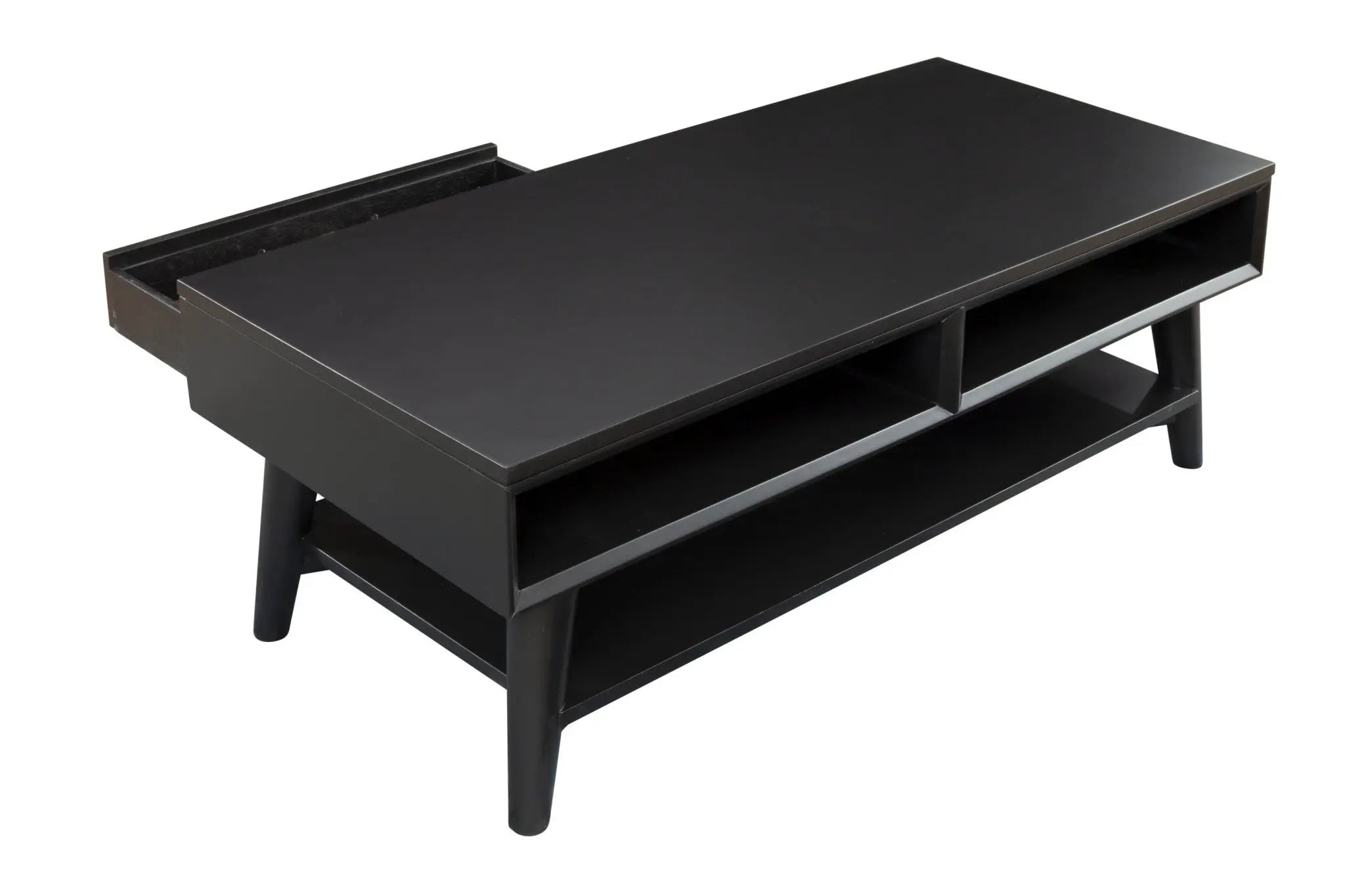48" Black Solid And Manufactured Wood Coffee Table With Drawer - GreatEagleInc