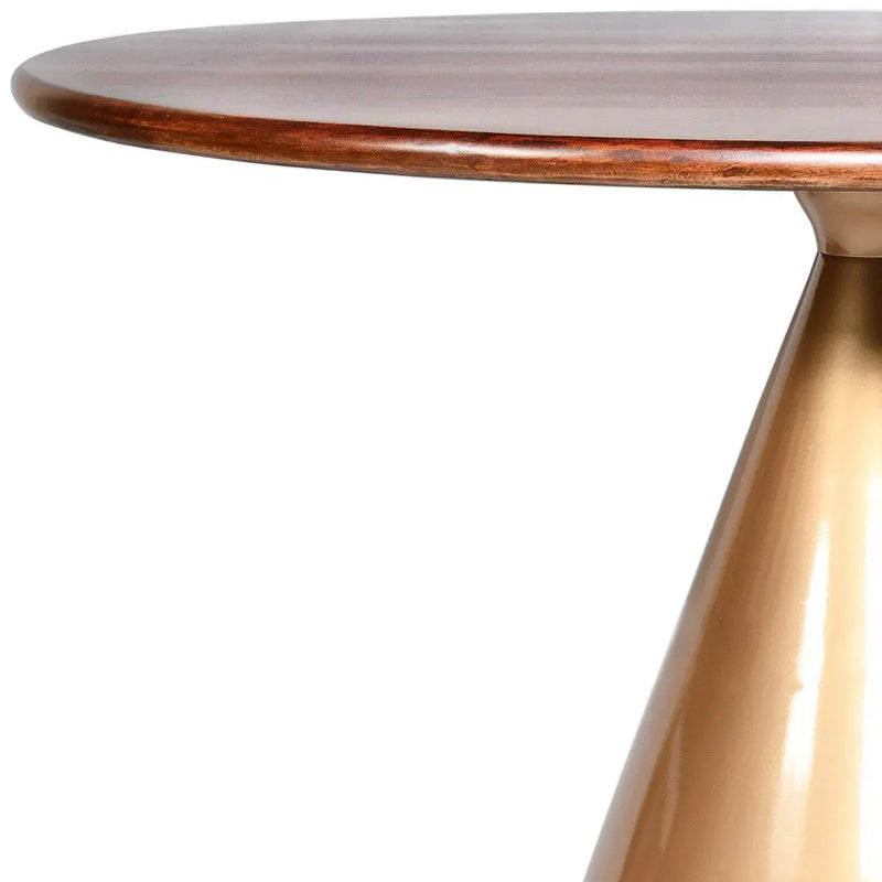 48" Brown And Gold Rounded Solid Wood And Iron Pedestal Base Dining Table Homeroots Kitchen & Dining