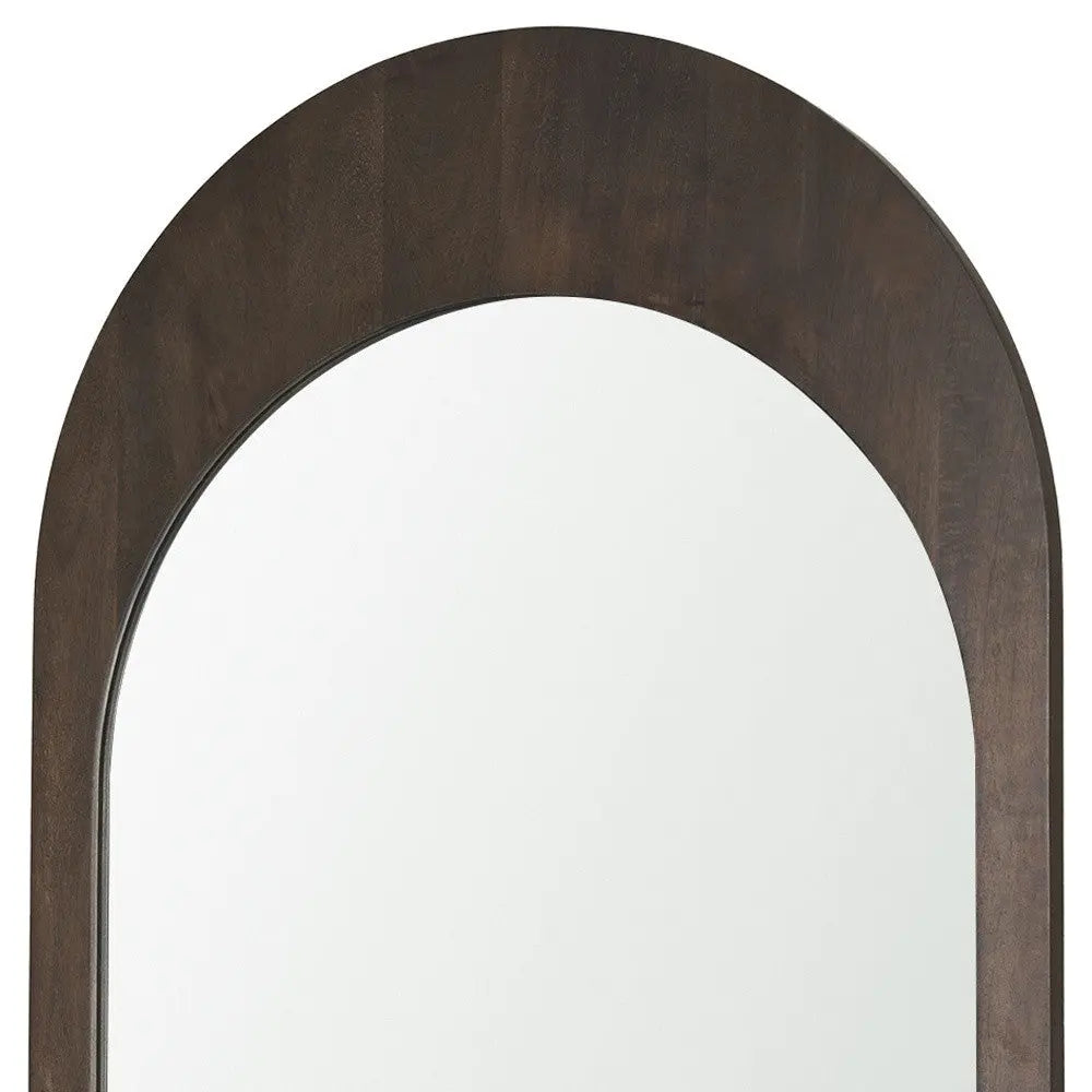 48" Brown Solid Wood Arch Framed Accent Mirror Homeroots Bed & Bath