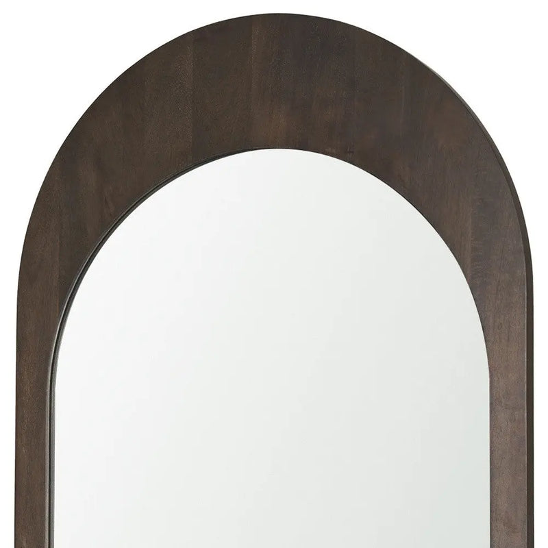 48" Brown Solid Wood Arch Framed Accent Mirror Homeroots Bed & Bath