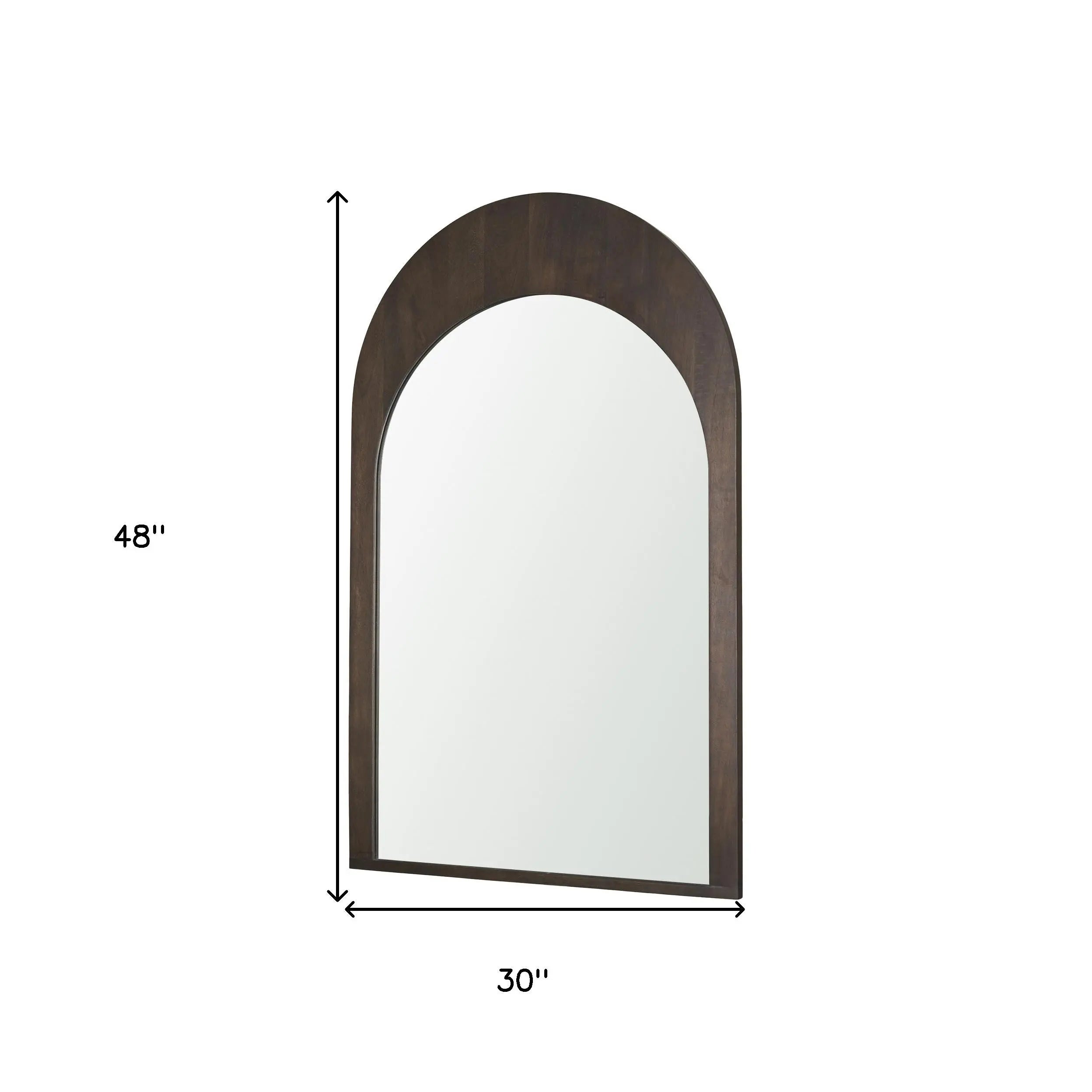 48" Brown Solid Wood Arch Framed Accent Mirror Homeroots Bed & Bath