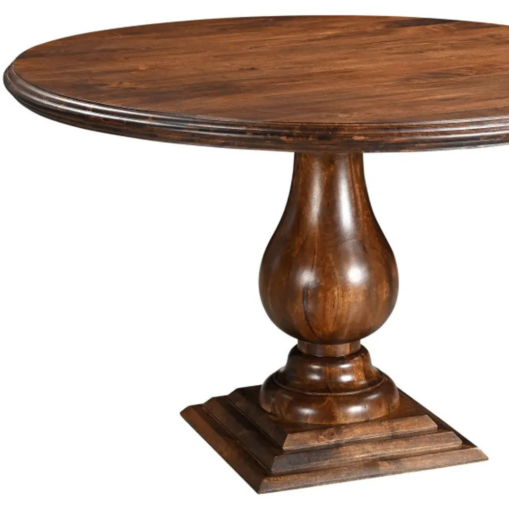 48" Brown Solid Wood Pedestal Base Round Top Dining Table Homeroots Kitchen & Dining