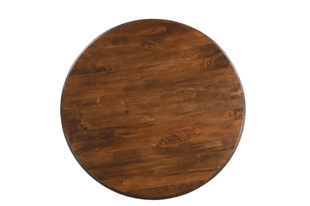 48" Brown Solid Wood Pedestal Base Round Top Dining Table Homeroots Kitchen & Dining