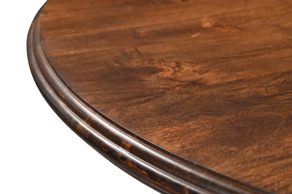 48" Brown Solid Wood Pedestal Base Round Top Dining Table Homeroots Kitchen & Dining