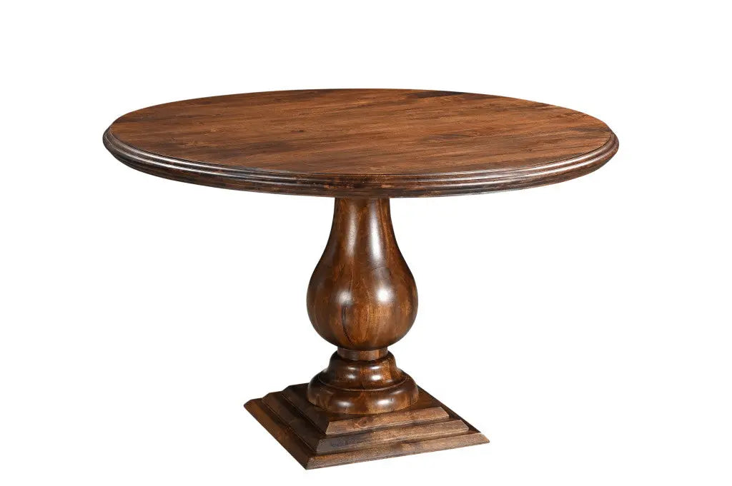 48" Brown Solid Wood Pedestal Base Round Top Dining Table Homeroots Kitchen & Dining
