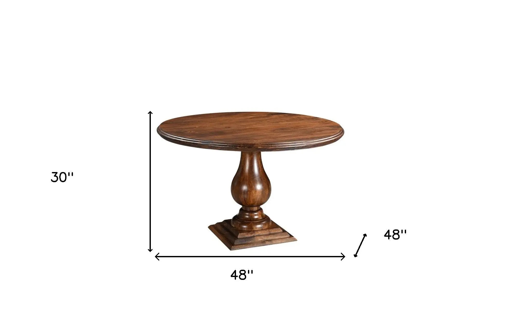 48" Brown Solid Wood Pedestal Base Round Top Dining Table Homeroots Kitchen & Dining
