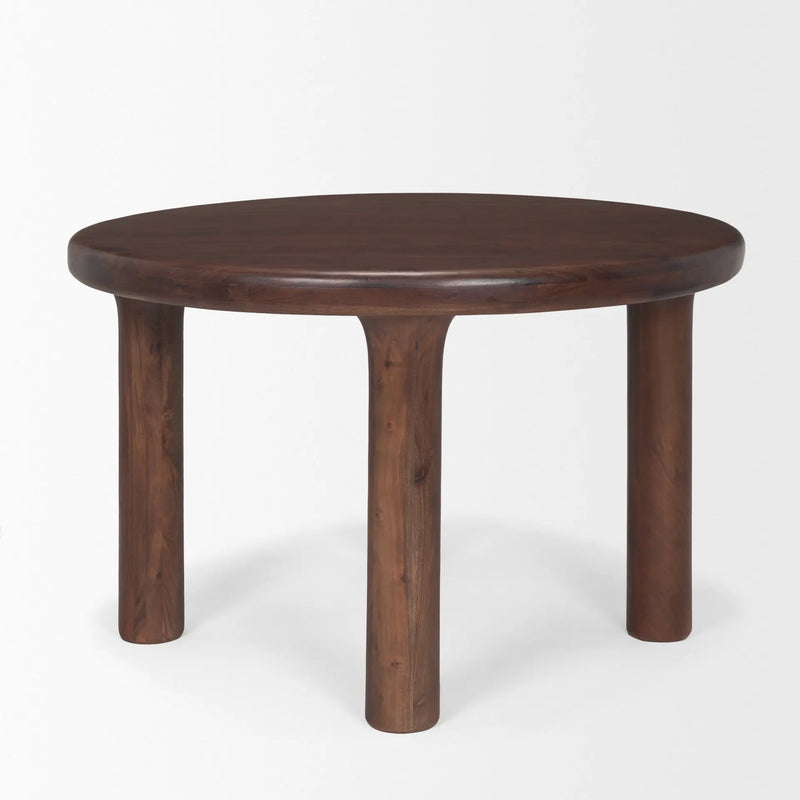 48" Brown Solid Wood Round Top Dining Table Homeroots Kitchen & Dining