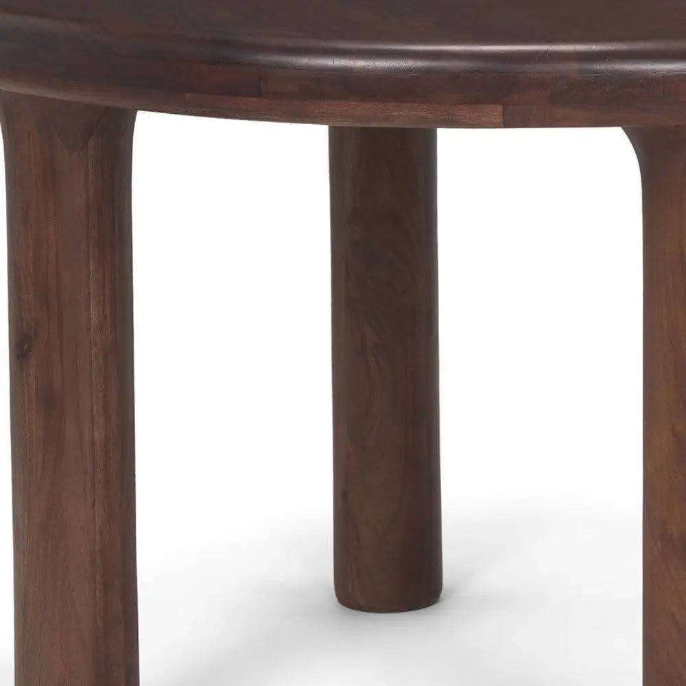 48" Brown Solid Wood Round Top Dining Table Homeroots Kitchen & Dining