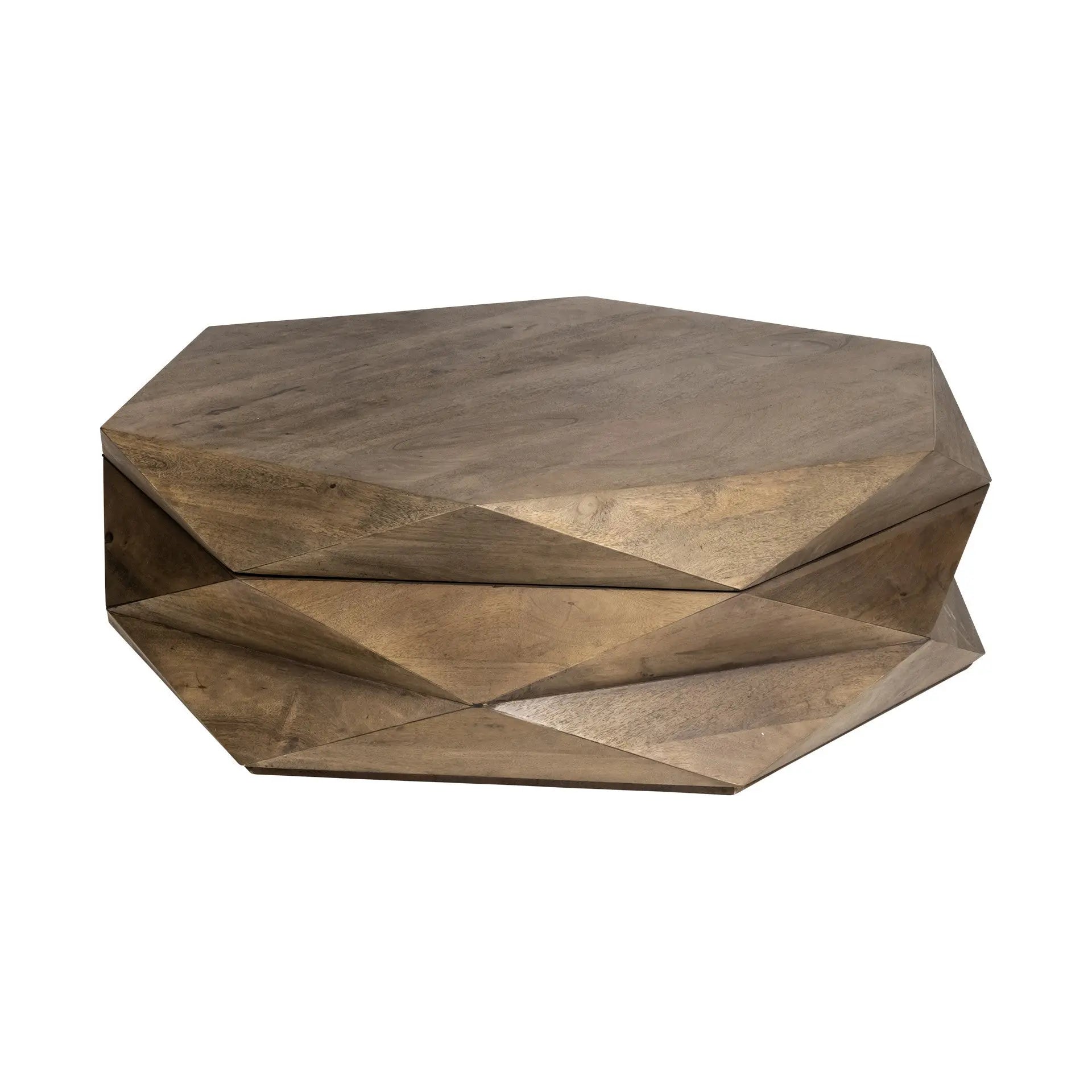 48" Brown Wood Hexagon Coffee Table Homeroots Living Room