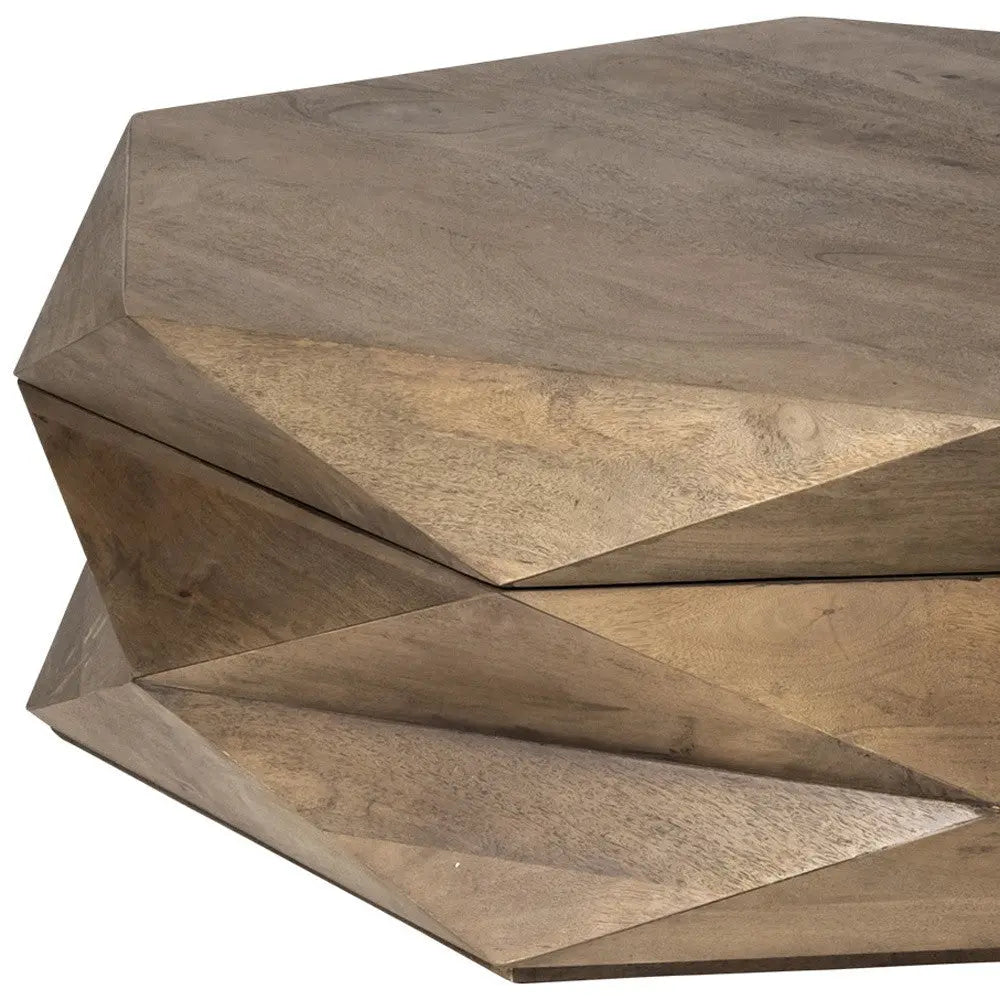 48" Brown Wood Hexagon Coffee Table Homeroots Living Room