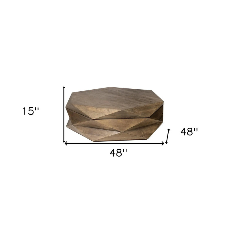 48" Brown Wood Hexagon Coffee Table Homeroots Living Room