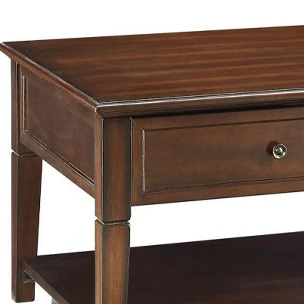 48" Brown Wood Lift Top Coffee Table With Shelf - GreatEagleInc