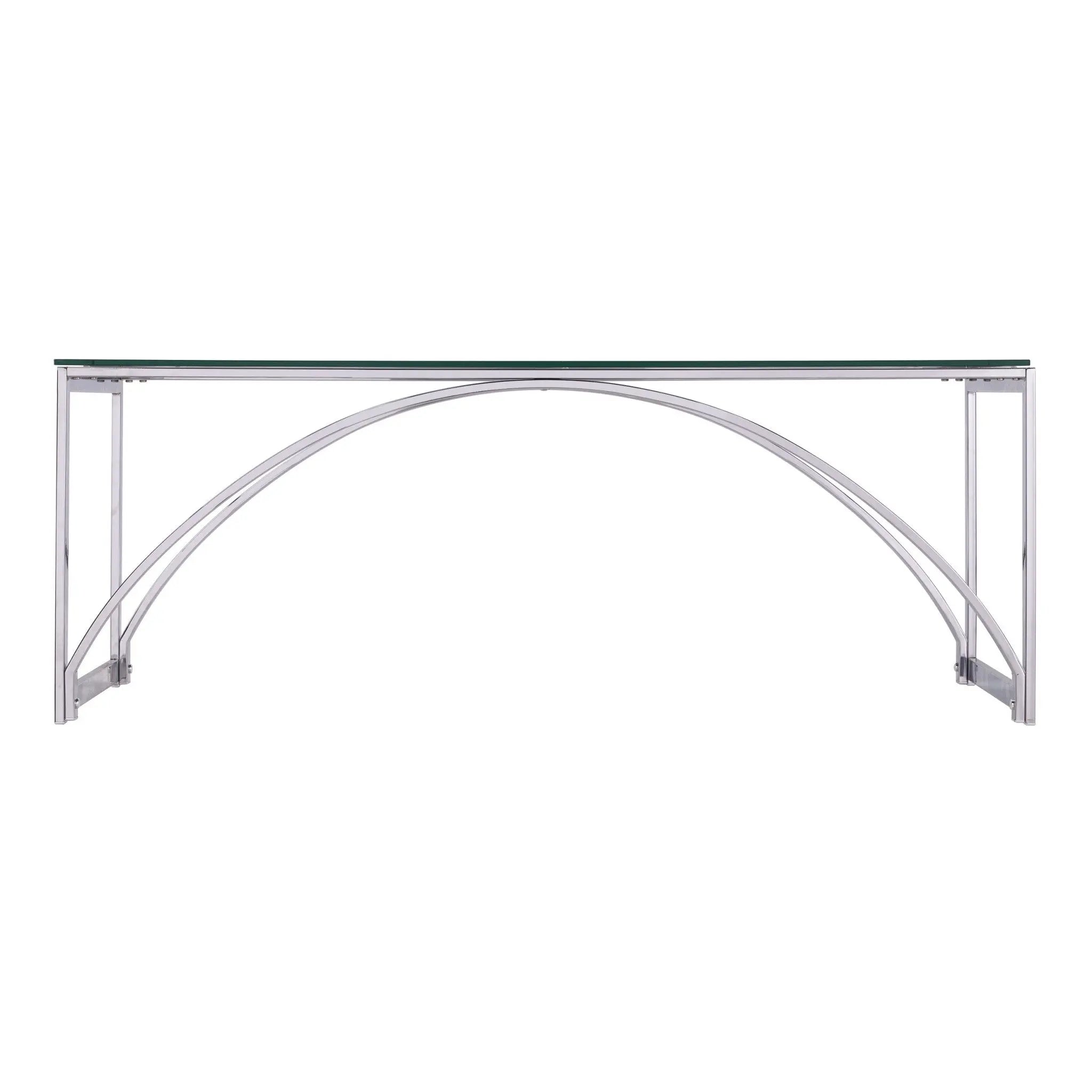 48" Chrome Glass And Metal Rectangular Coffee Table Homeroots Living Room