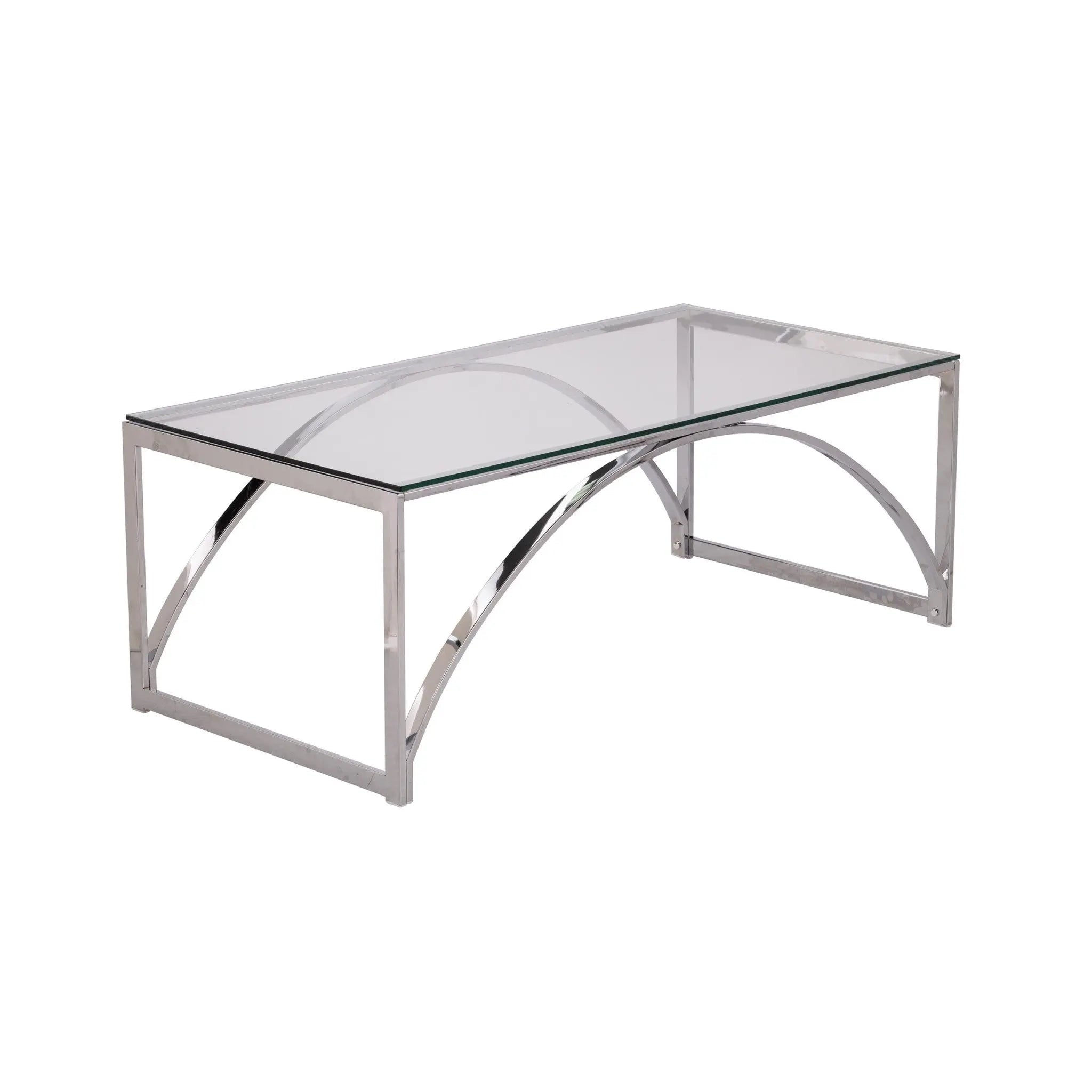 48" Chrome Glass And Metal Rectangular Coffee Table Homeroots Living Room
