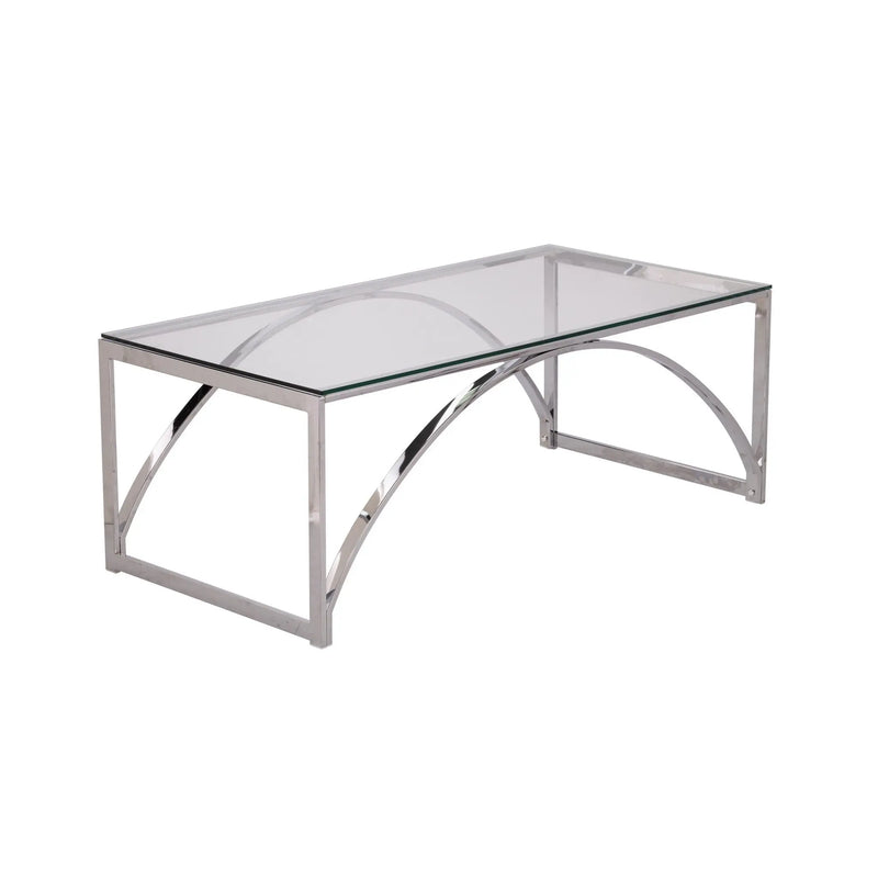 48" Chrome Glass And Metal Rectangular Coffee Table Homeroots Living Room
