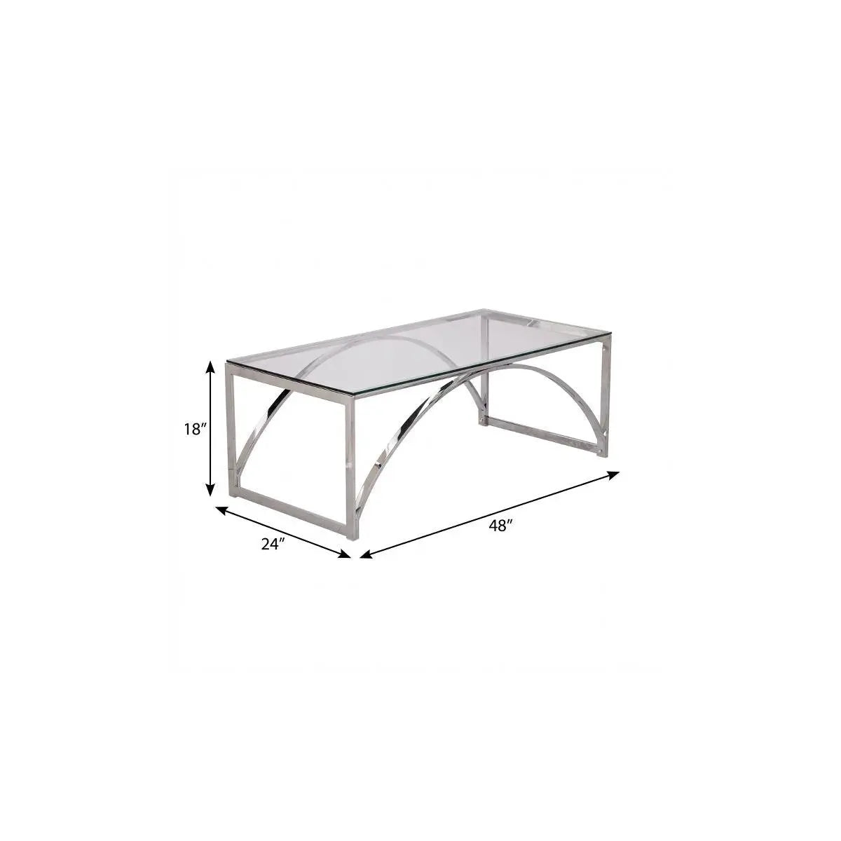 48" Chrome Glass And Metal Rectangular Coffee Table Homeroots Living Room