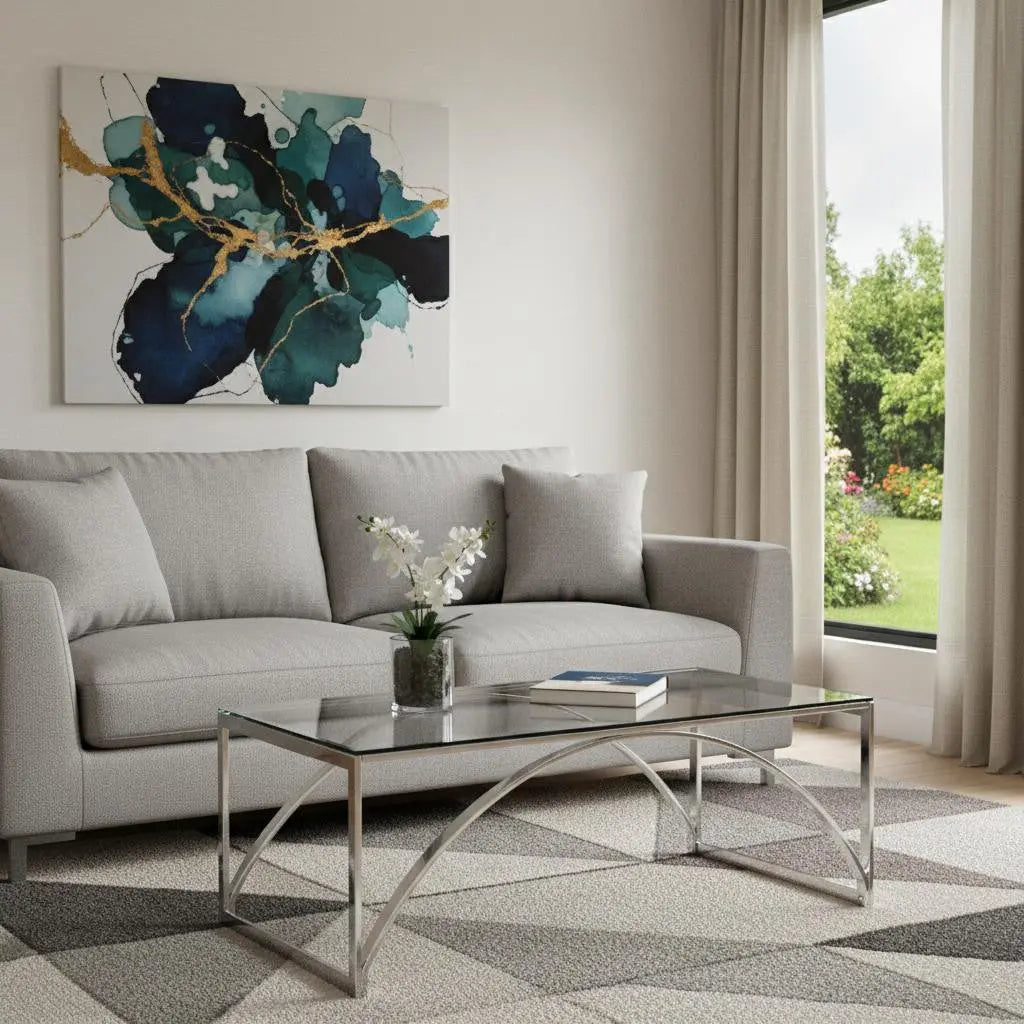 48" Chrome Glass And Metal Rectangular Coffee Table Homeroots Living Room