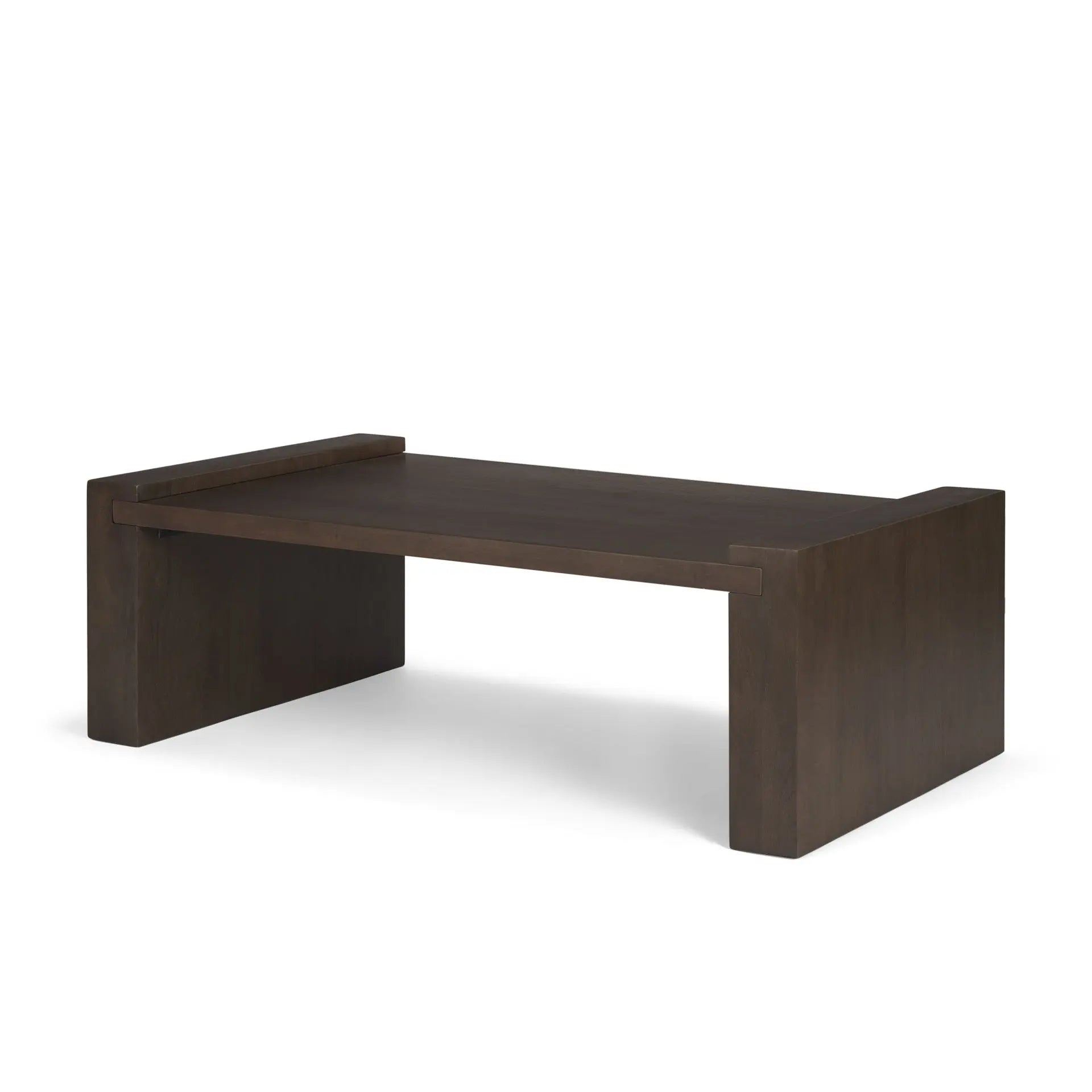 48" Dark Brown Solid Wood Sled Coffee Table Homeroots Living Room