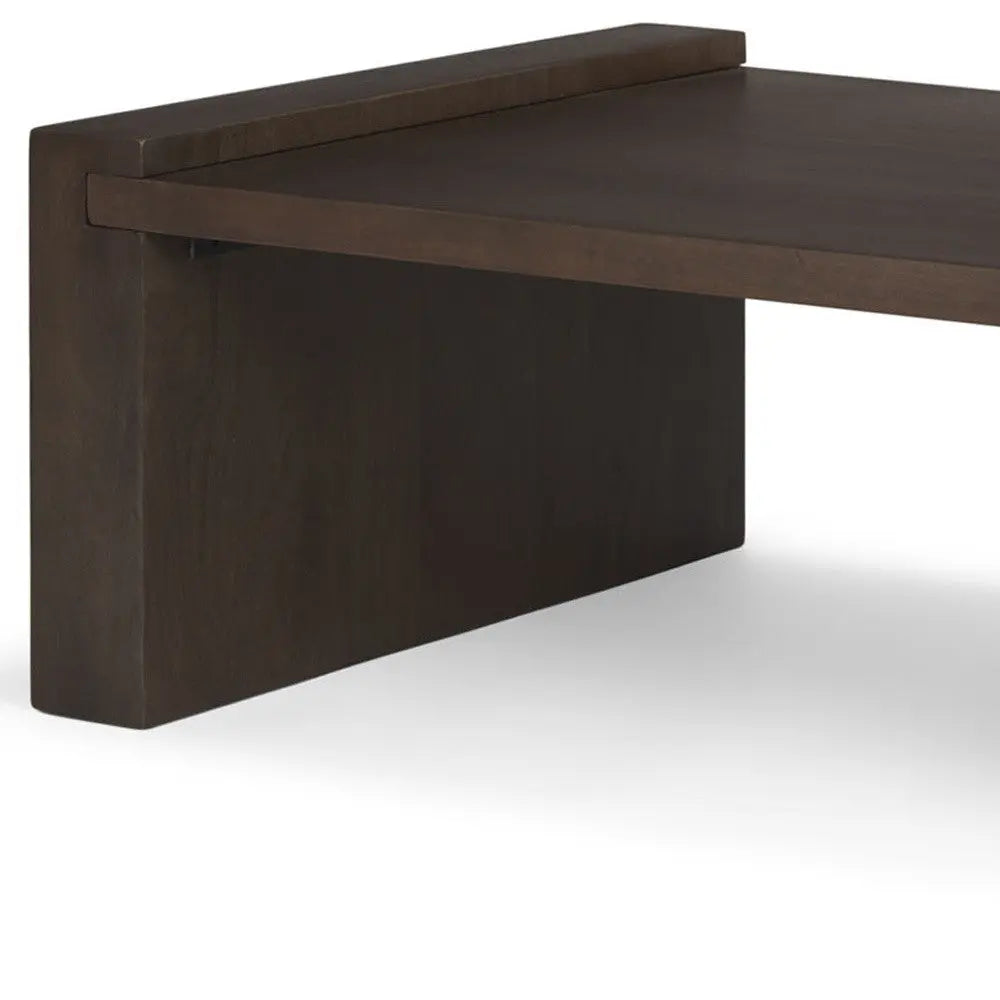 48" Dark Brown Solid Wood Sled Coffee Table Homeroots Living Room