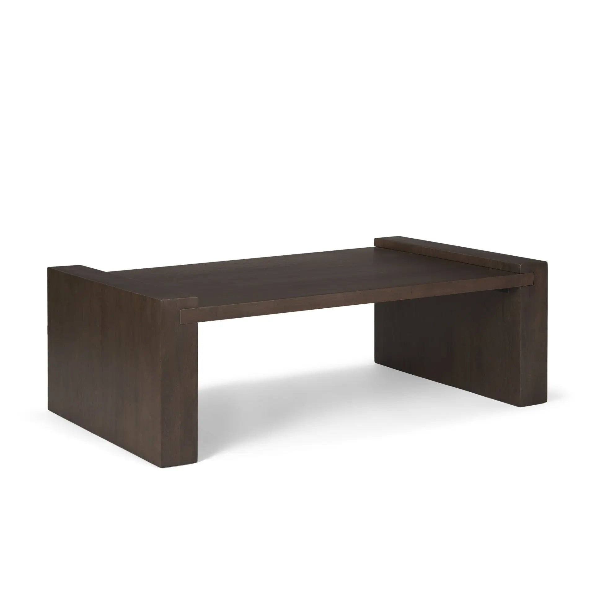 48" Dark Brown Solid Wood Sled Coffee Table Homeroots Living Room