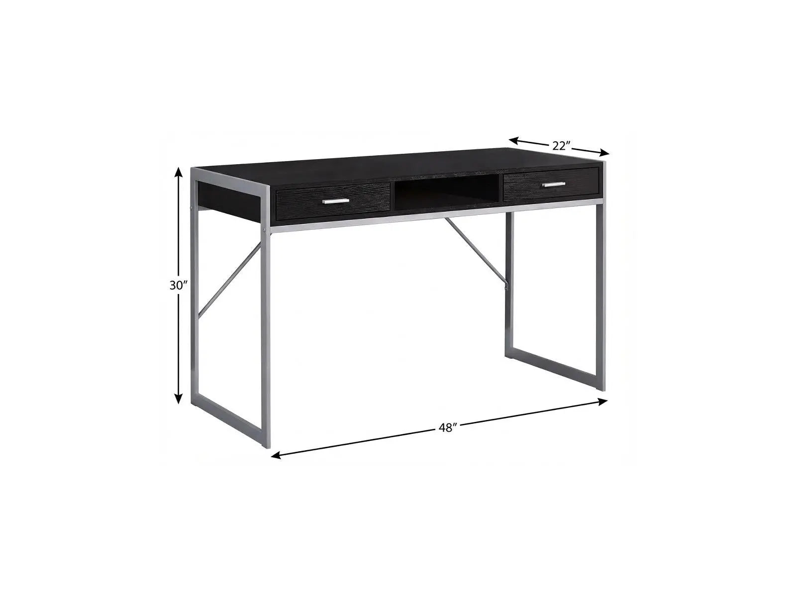 48" Dark Brown and Silver Computer Desk With Two Drawers Homeroots Office