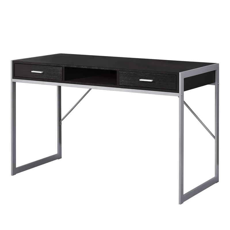 48" Dark Brown and Silver Computer Desk With Two Drawers Homeroots Office