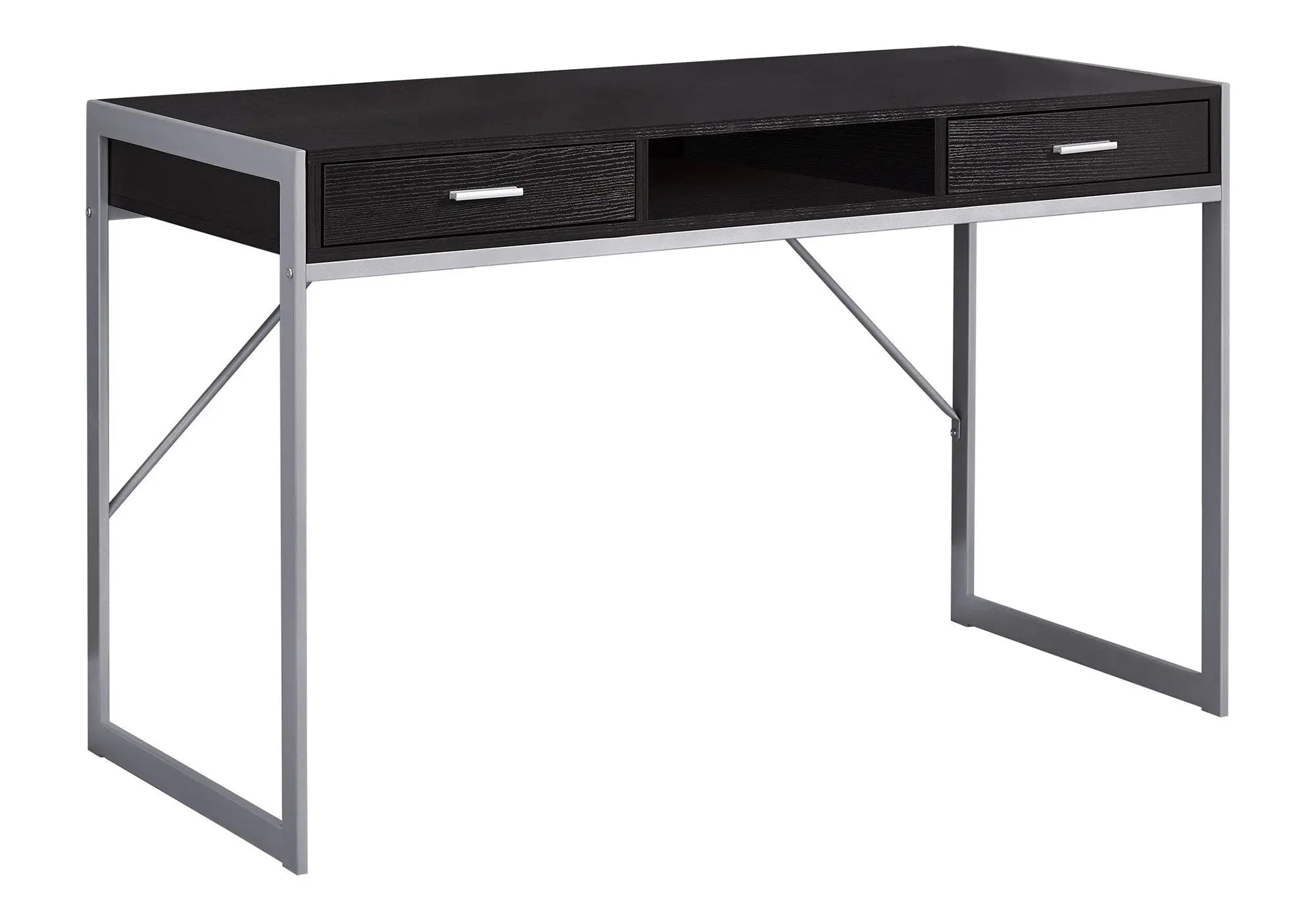 48" Dark Brown and Silver Computer Desk With Two Drawers Homeroots Office
