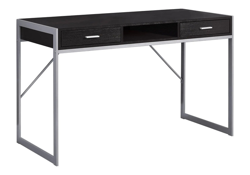 48" Dark Brown and Silver Computer Desk With Two Drawers Homeroots Office