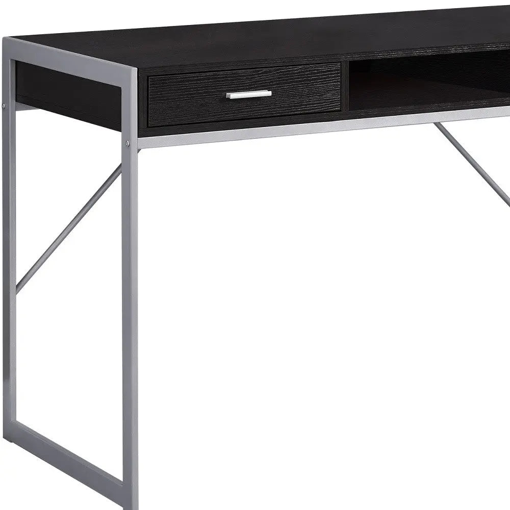 48" Dark Brown and Silver Computer Desk With Two Drawers Homeroots Office