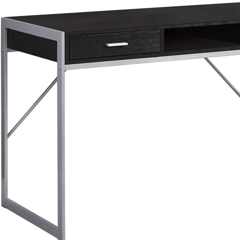 48" Dark Brown and Silver Computer Desk With Two Drawers Homeroots Office