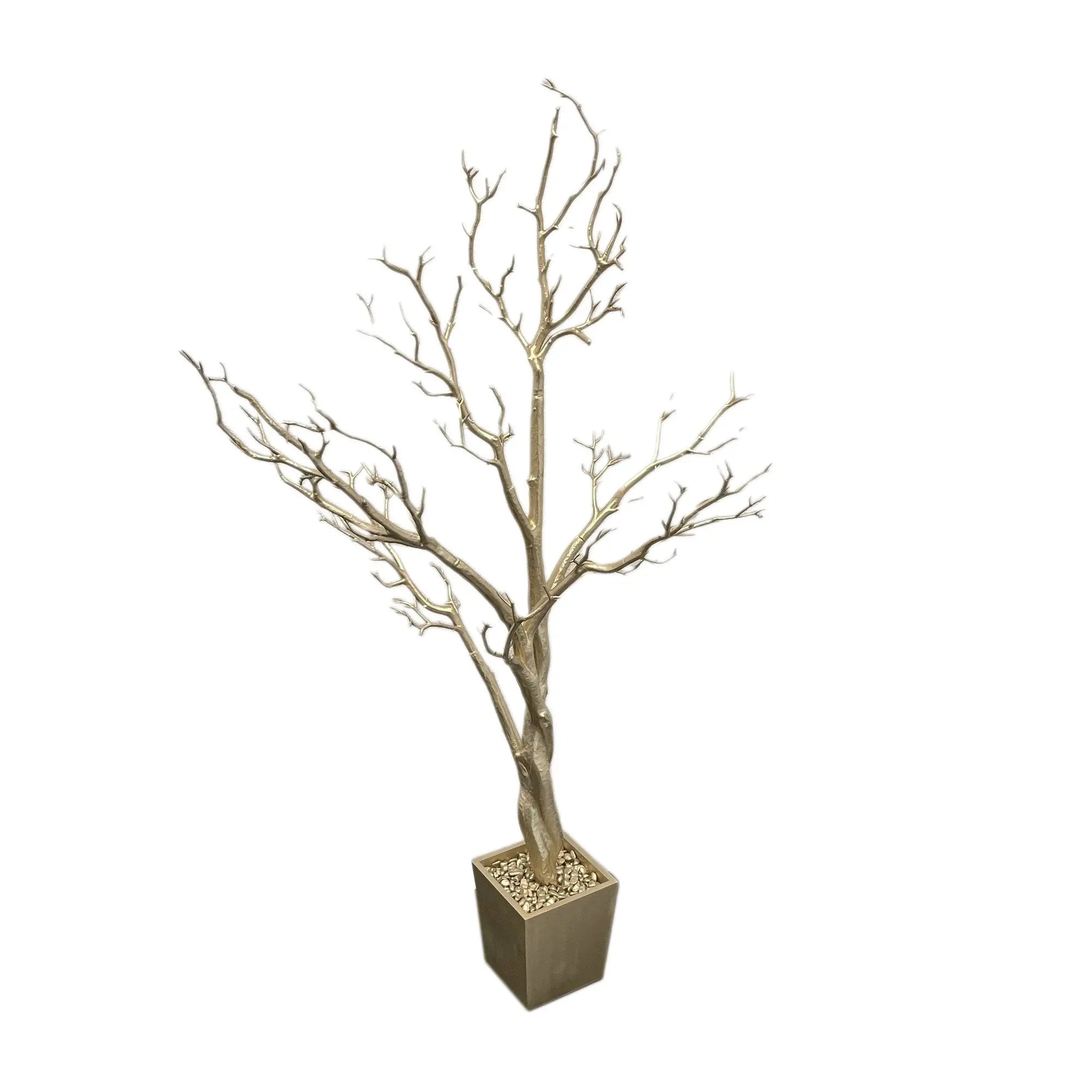 48" Gold Artificial Manzanita Tree In Gold Planter Pot Homeroots Home Decor